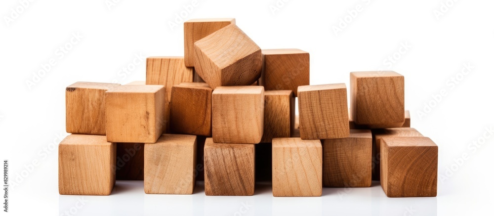 Isolated on a white background a close up image of wooden blocks for a game is available with copy space for text or design Isolated on a white background a close up image of wooden blocks for a game is available with copy space for text or design