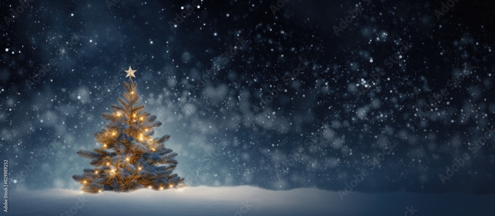 A festive background with a Christmas tree symbolizing the New Year is seen on a Christmas greeting card with copy space image A festive background with a Christmas tree symbolizing the New Year is seen on a Christmas greeting card with copy space image