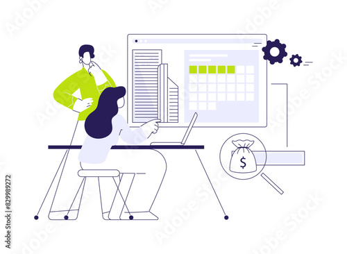 Construction financial planning abstract concept vector illustration.