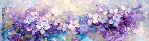 abstract oil painting of lilac flowers in the spring
