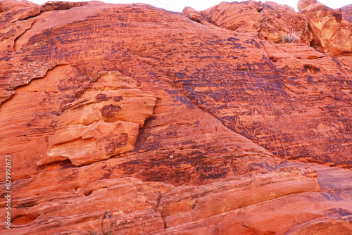 Ancient petroglyphs at Valley of Fire State Park, Nevada photo