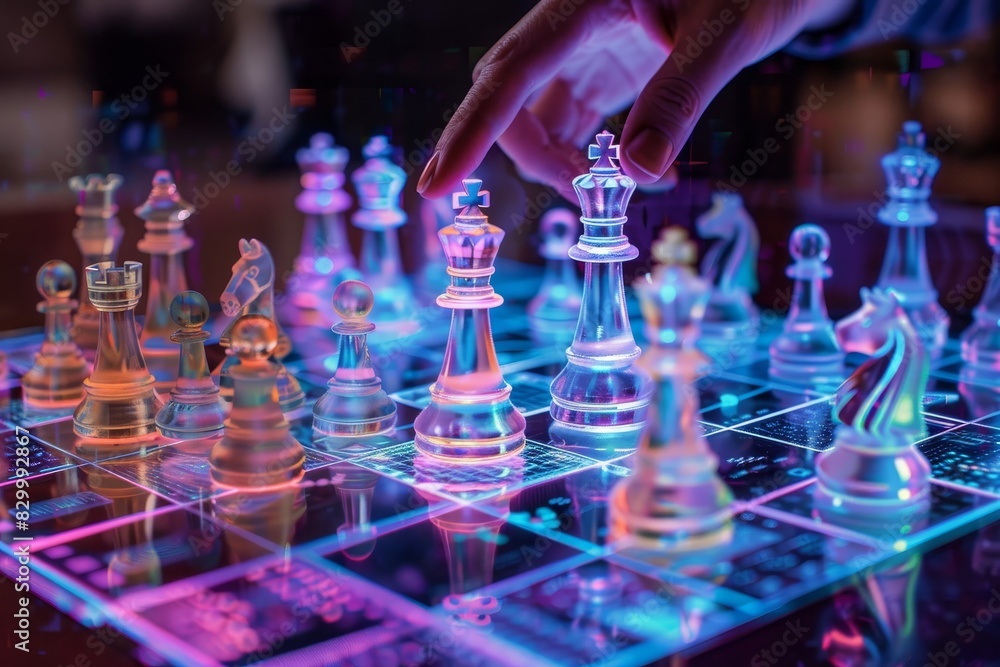 Illuminated Strategy: Playing Chess with Vibrantly Glowing Pieces Illuminated Strategy: Playing Chess with Vibrantly Glowing Pieces