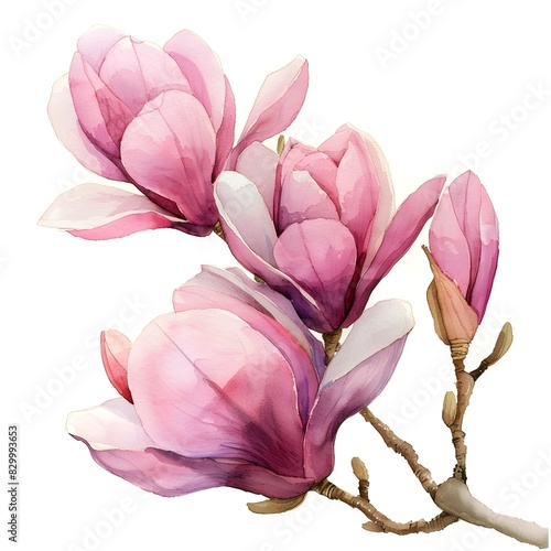 Elegant Magnolia Blossoms in Soft Watercolor