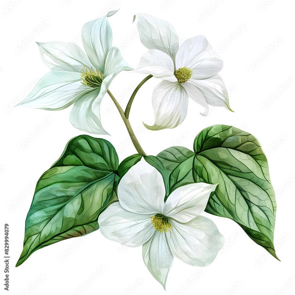 Graceful Trillium Flowers in Vibrant Watercolor Graceful Trillium Flowers in Vibrant Watercolor