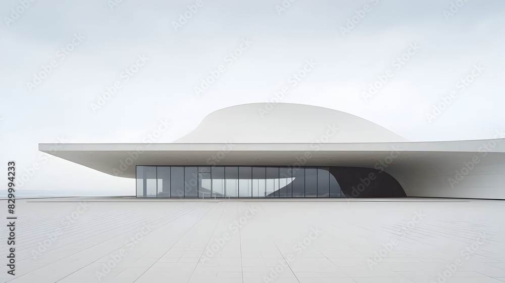 Fototapeta premium Minimalist Architectural Masterpiece in Serene Expansive Environment