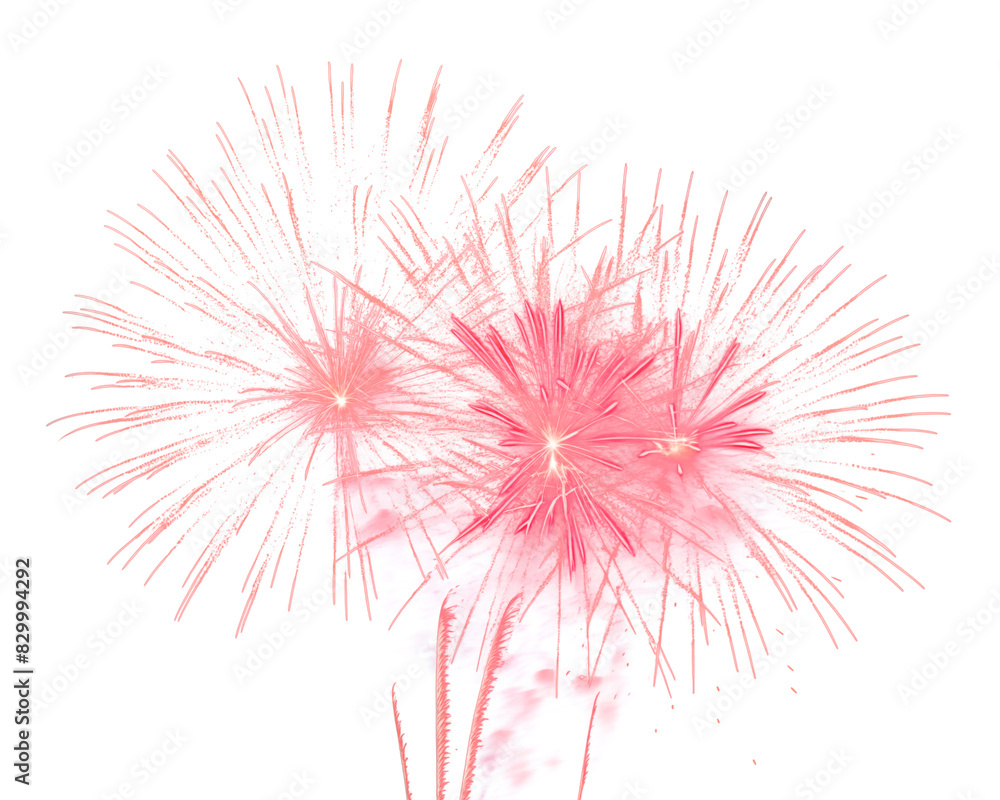 Fototapeta premium festive fireworks on an isolated transparent background. Fireworks png, salute, explosion png