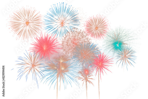 festive fireworks on an isolated transparent background. Fireworks png, salute, explosion png