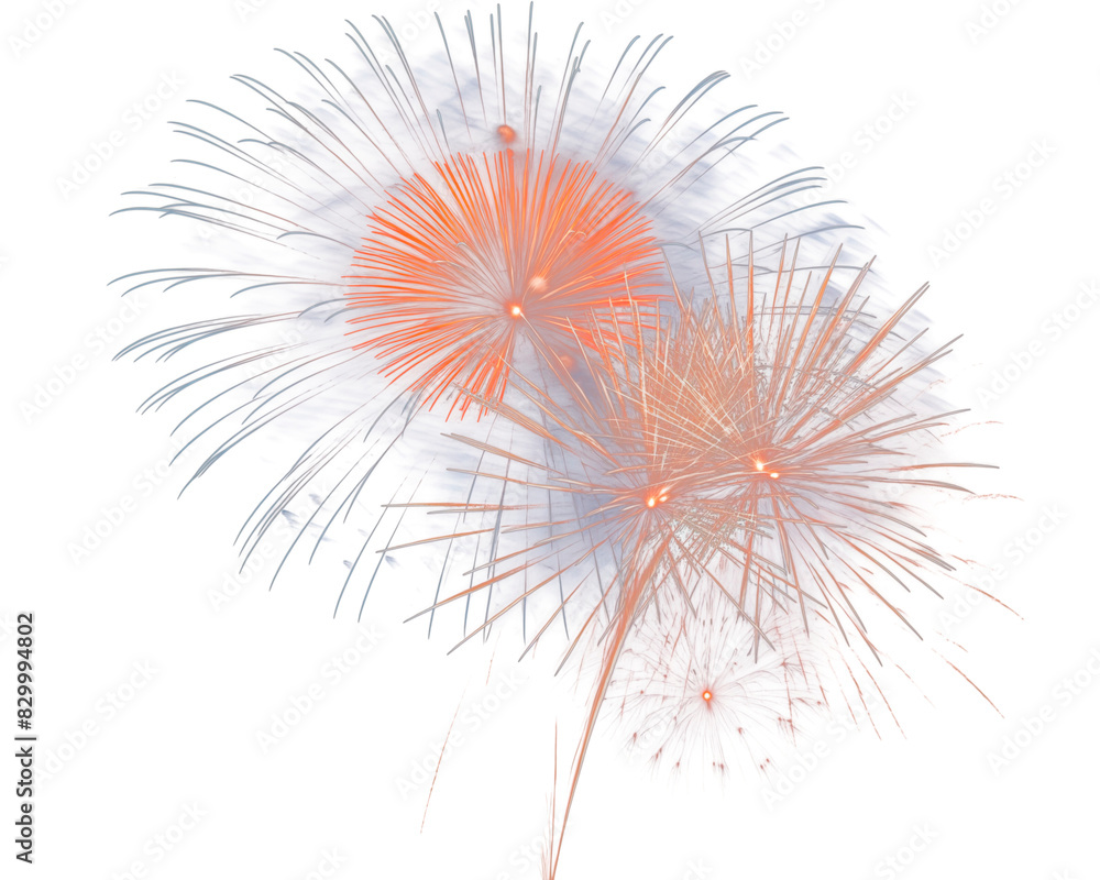 Naklejka premium festive fireworks on an isolated transparent background. Fireworks png, salute, explosion png