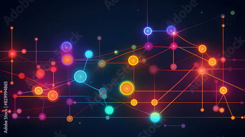 Digital molecular neon graphics poster background