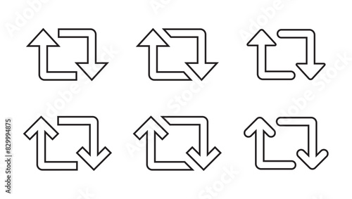 Social media repost line icon set collection. Editable stroke