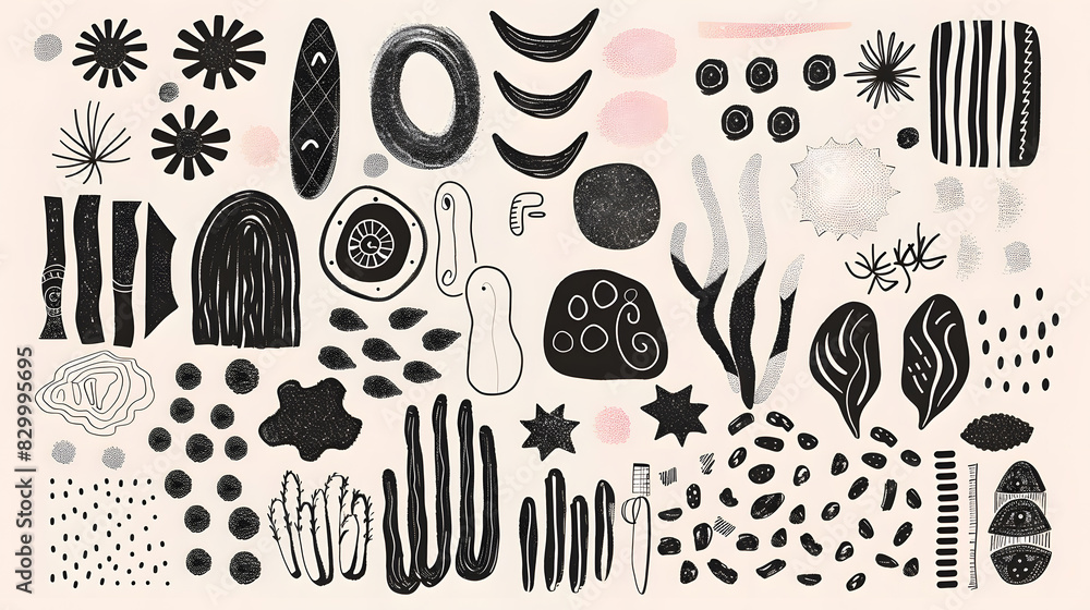 Set of abstract trendy hand drawn shapes and design elements. Pattern ...