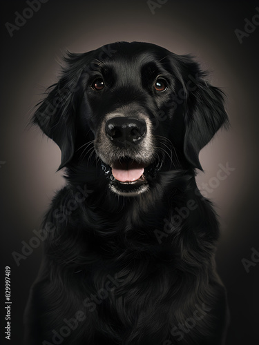 black dog portrait and black labrador retriever dog © Vong
