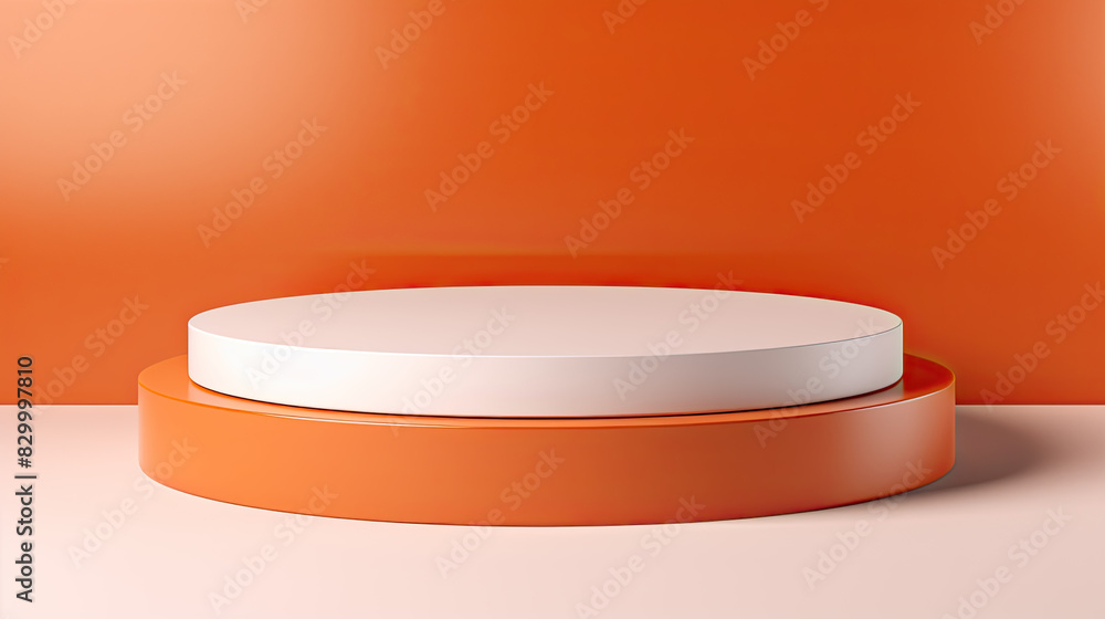 Minimalist empty podium in vibrant orange and white. Modern pedestal background for product display, advertisement, or presentation.
Minimalist empty podium in vibrant orange and white. Modern pedestal background for product display, advertisement, or presentation.