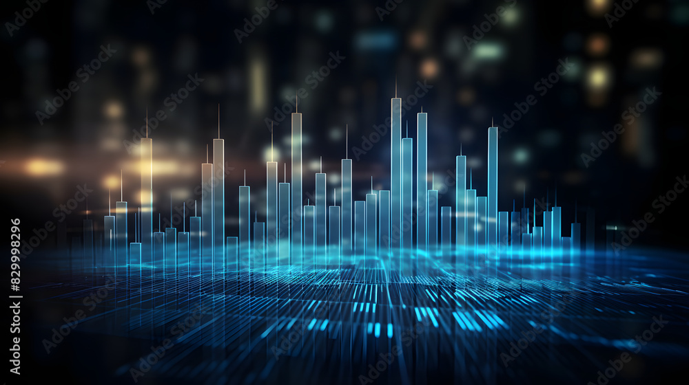 Digital blue business chart hologram graphics poster background Digital blue business chart hologram graphics poster background