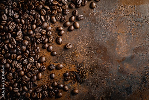 Coffee Beans on Rustic Textured Surface