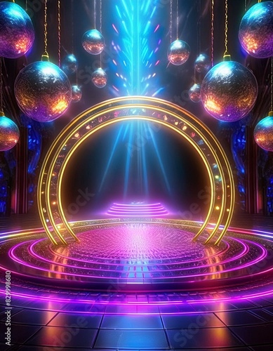 Decorated in a Vibrant Circular Scenery - Hanging with Gold Balls