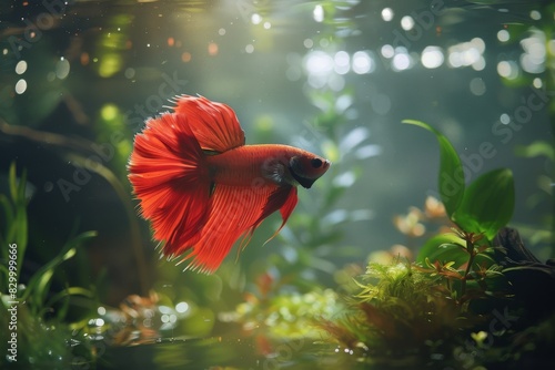 Enchanting halfmoon betta splendens. Nature's captivating aquatic beauty © Wilujeng Graphic