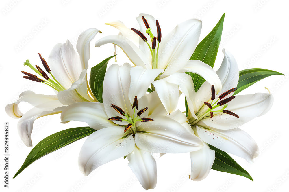 Fototapeta premium Lily, bouquet, isolated on white background