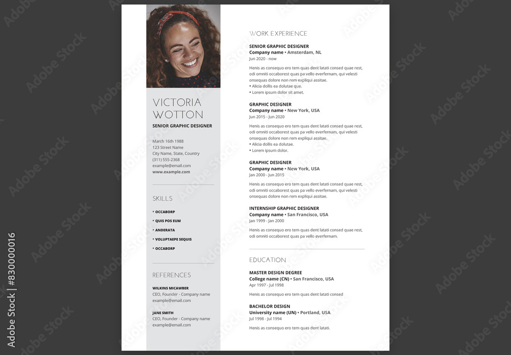 Elegant and Modern Minimalist Resume Template in A4 & US Letter Stock ...