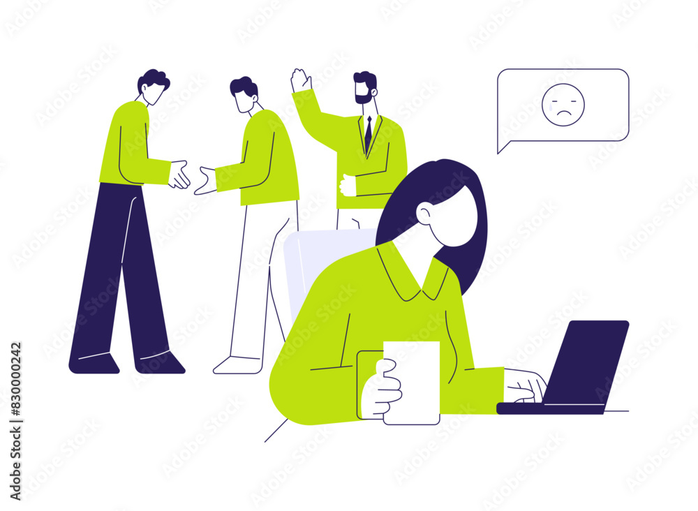 Gender discrimination at a workplace abstract concept vector illustration.