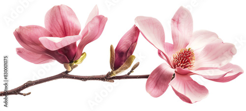 Magnolia, closeup, isolated on white background
