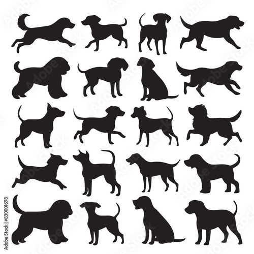 Various Set of Dogs Vector Silhouette