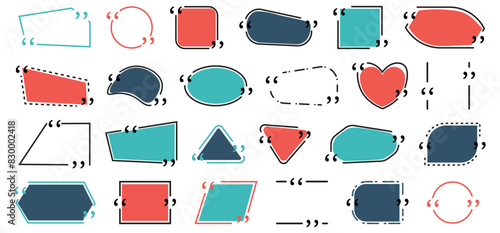 Quote banner frames collection. Set of different speech bubble quote in a flat design