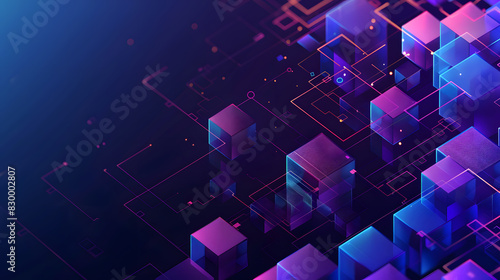The graphic design element and abstract geometric background with isometric digital blocks. Blockchain concept and modern technology. Generative AI.