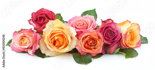 Rose, bouquet, isolated on white background