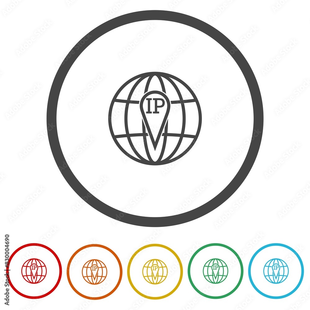 IP icon. Set icons in color circle buttons IP icon. Set icons in color circle buttons