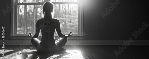 Meditating woman doing yoga and meditation.