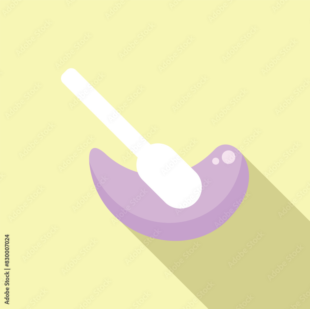 Minimalist illustration of a purple spoon with porridge, casting a shadow on a pastel yellow background Minimalist illustration of a purple spoon with porridge, casting a shadow on a pastel yellow background