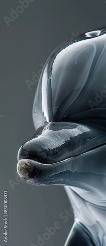 Detailed shot of a dolphins skin, capturing the sleekness and color tones, great for marine mammal studies photo