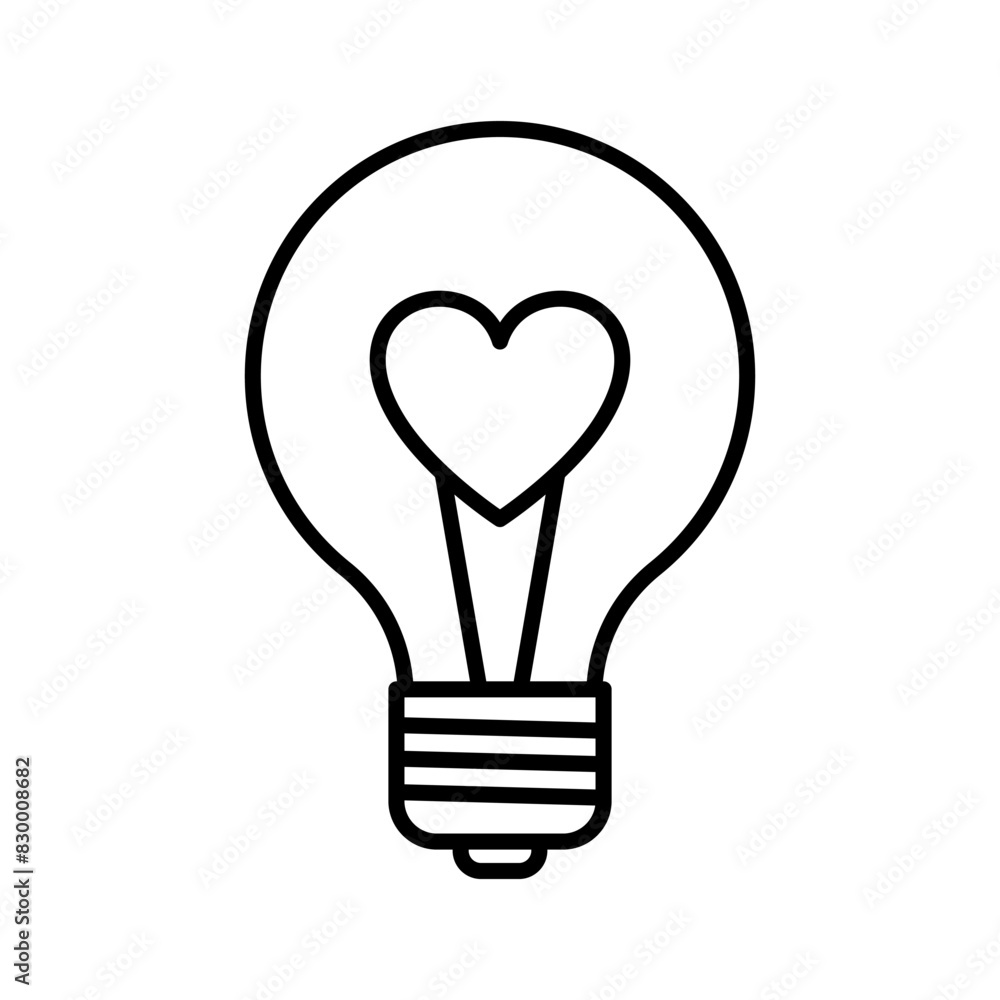 Light bulb lamp with heart icon. Valentine's day love symbol. Light bulb lamp with heart icon. Valentine's day love symbol.