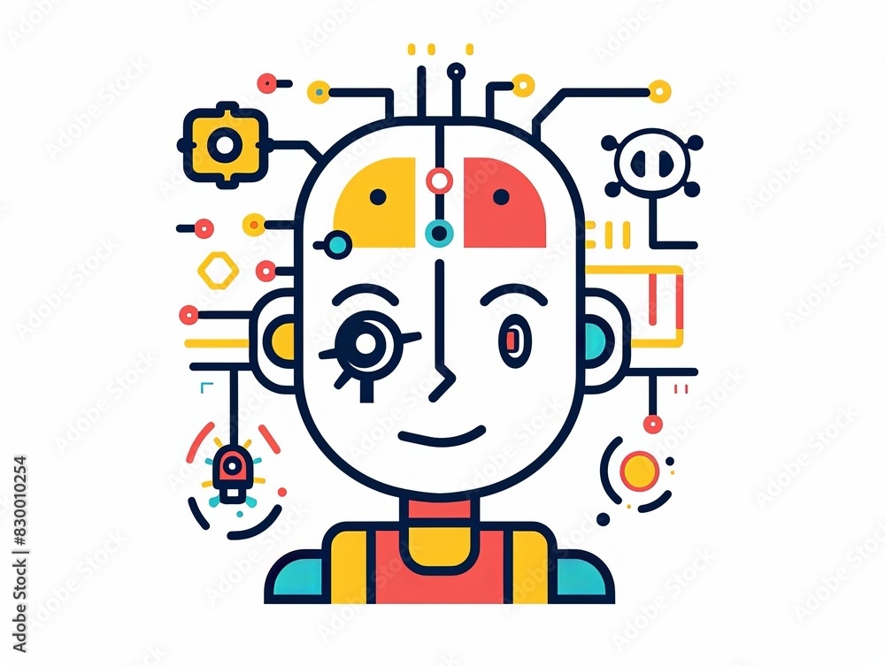 A cartoon of a robot with a smile on its face A cartoon of a robot with a smile on its face