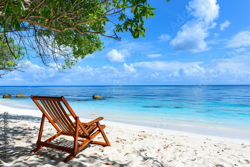 lounge chairs tropical on the beach