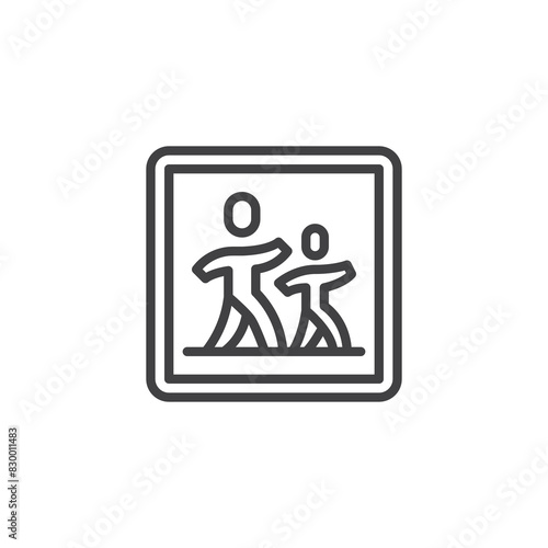 School zone sign line icon