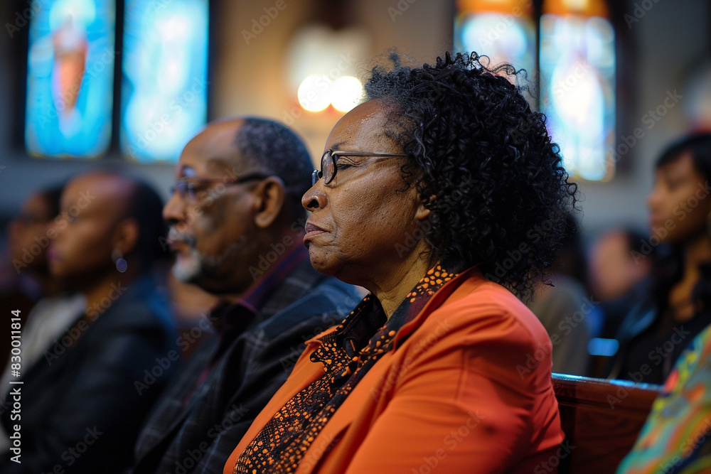 group of black Christians in church group of black Christians in church