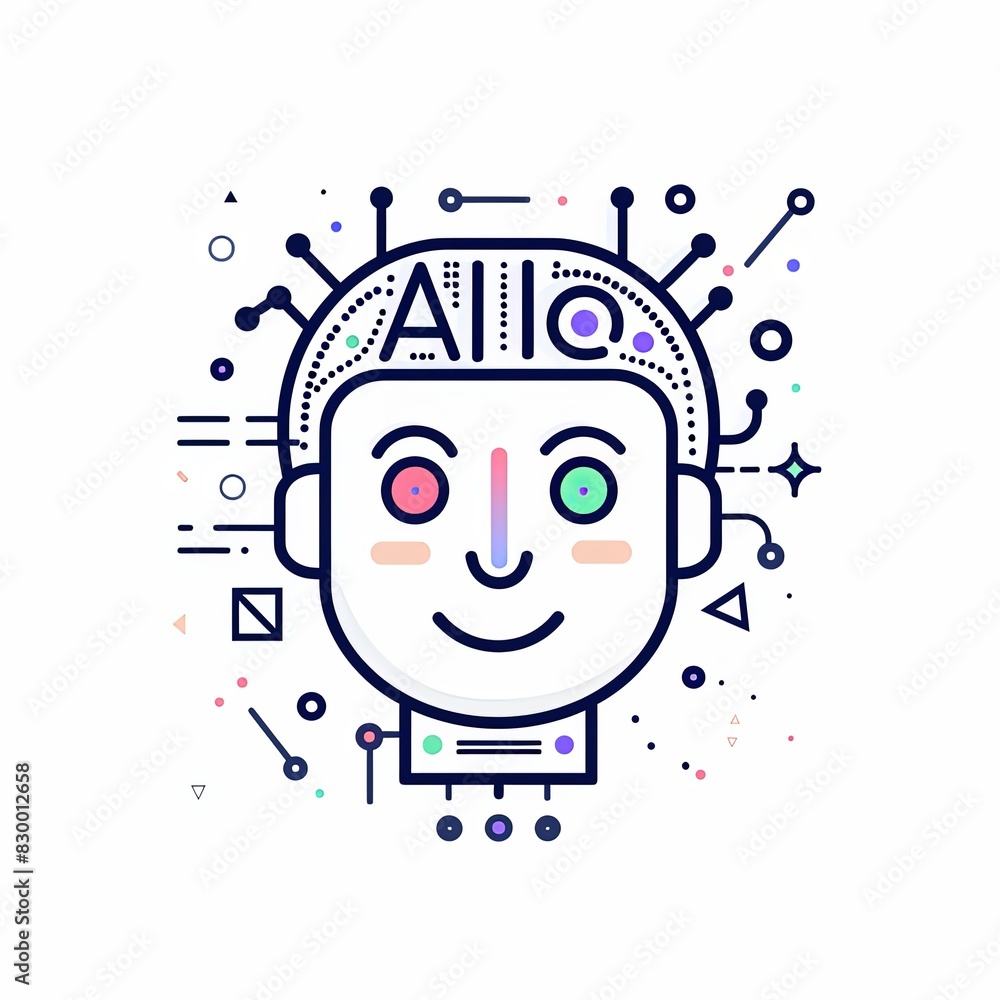 A cartoon of a smiling robot with the word AIIC on its forehead