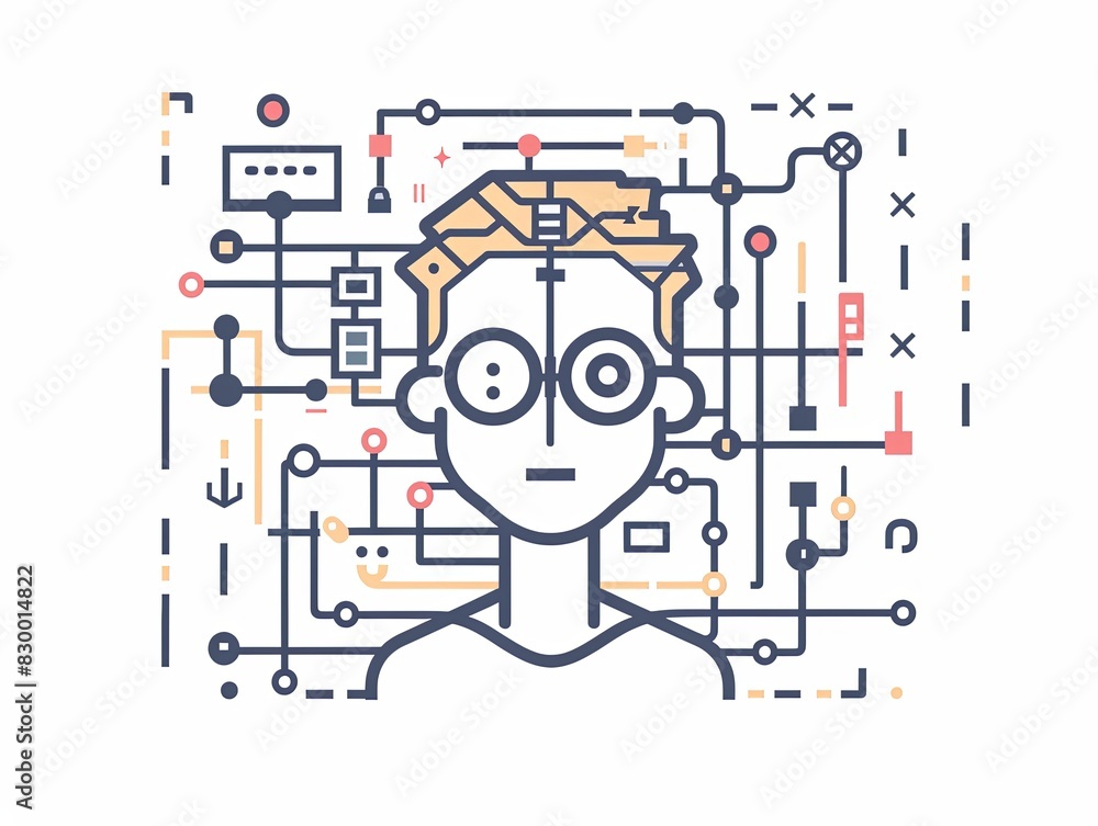 A man with a computer chip on his head A man with a computer chip on his head