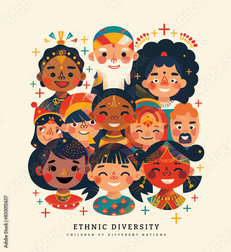 Ethnic and multiracial diversity of the world, myriad of people, diverse in skin tone, height, hair, and age, yet all radiating mutual joy and acceptance