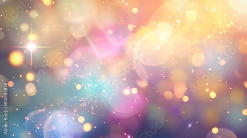 Vibrant multi-colored bokeh lights background with soft, glowing orbs and star-like highlights, perfect for festive and celebratory themes. photo