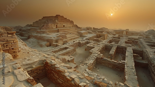 breathtaking image of Mohenjodaro archaeological site ancient ruin wellplanned street dating back Indus Valley Civilization UNESCO World Heritage site one of world's earliest urban center offer glimps photo