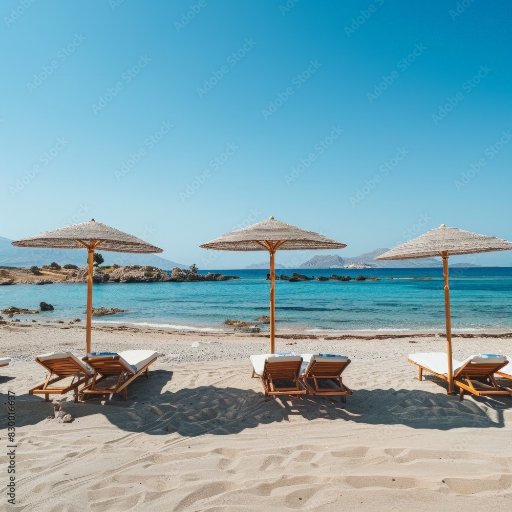 Beautiful beach with palms and turquoise sea in island. Beautiful beach with palms and turquoise sea in island.