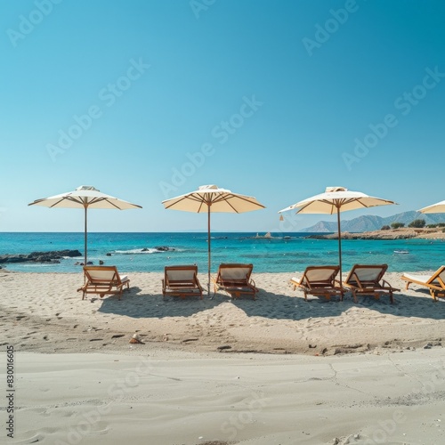 Beautiful beach with palms and turquoise sea in island.