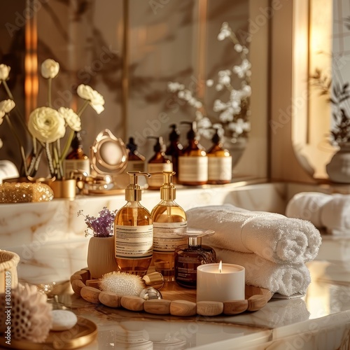 Luxurious Skincare Collection with Elegant Gold Packaging for Premium Beauty and Spa Design