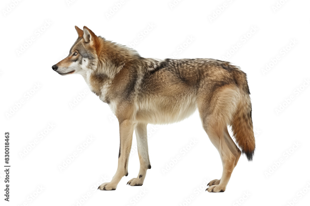 Male Wolf Standing on Isolated White Background Male Wolf Standing on Isolated White Background