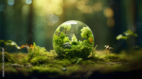 Digital environmental protection forest green planet graphics poster background © yonshan