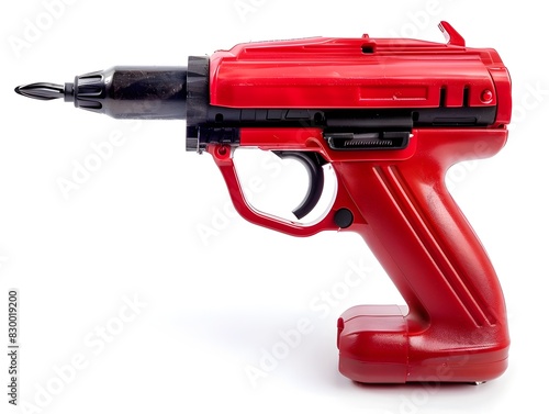 Powerful Red Power Tool Nail Gun for Home Improvement and Carpentry Projects