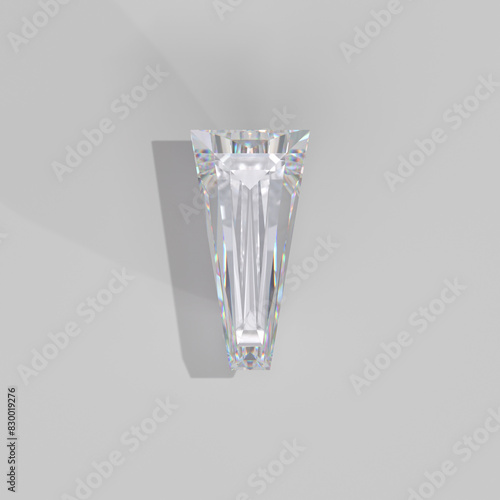 Luxury Tapered Baguette cut diamond isolated on background top view